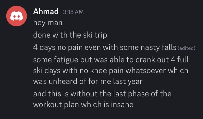 Skier: 4 ski days, no knee pain after nasty falls