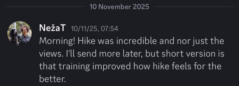 Hiker: training improved how the hike feels