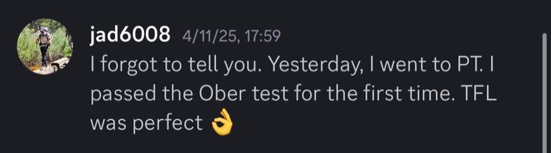 Hiker: passed the Ober test for the first time