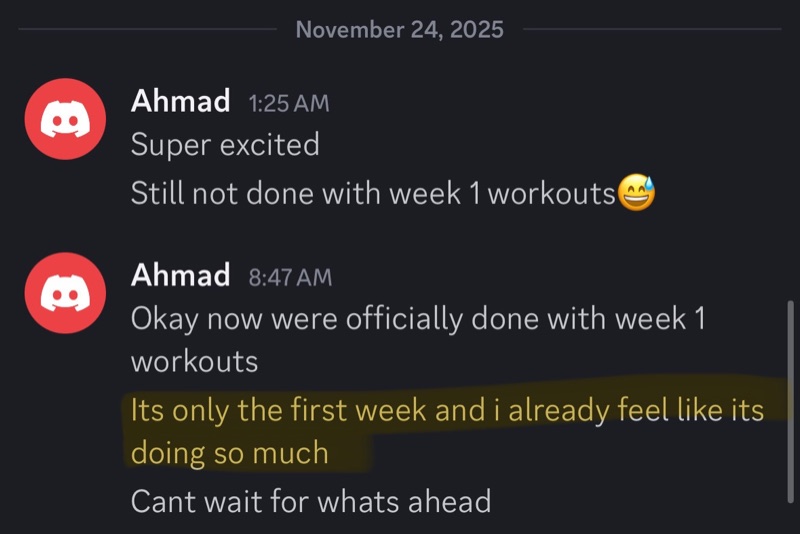 Client: first week and already feel it's doing so much