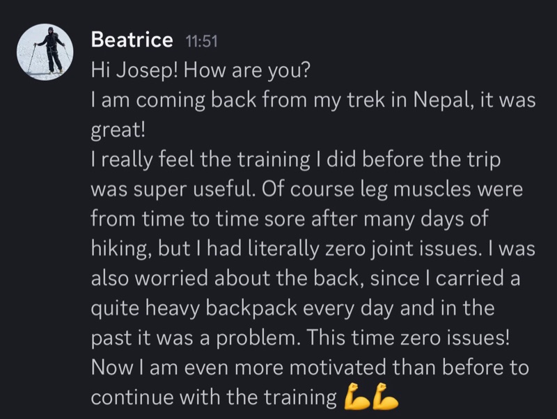 Hiker: Nepal trek, zero joint issues, no back problems with a heavy pack